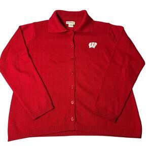 Wisconsin Badgers Cardigan Womens 1X Red Long Sleeve Las Olas‎ Sweater NCAA